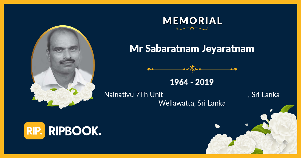 Mr Sabaratnam Jeyaratnam RIPBook
