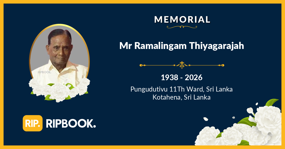 Tribute for Mr Ramalingam Thiyagarajah By Friend And Family - RIPBook