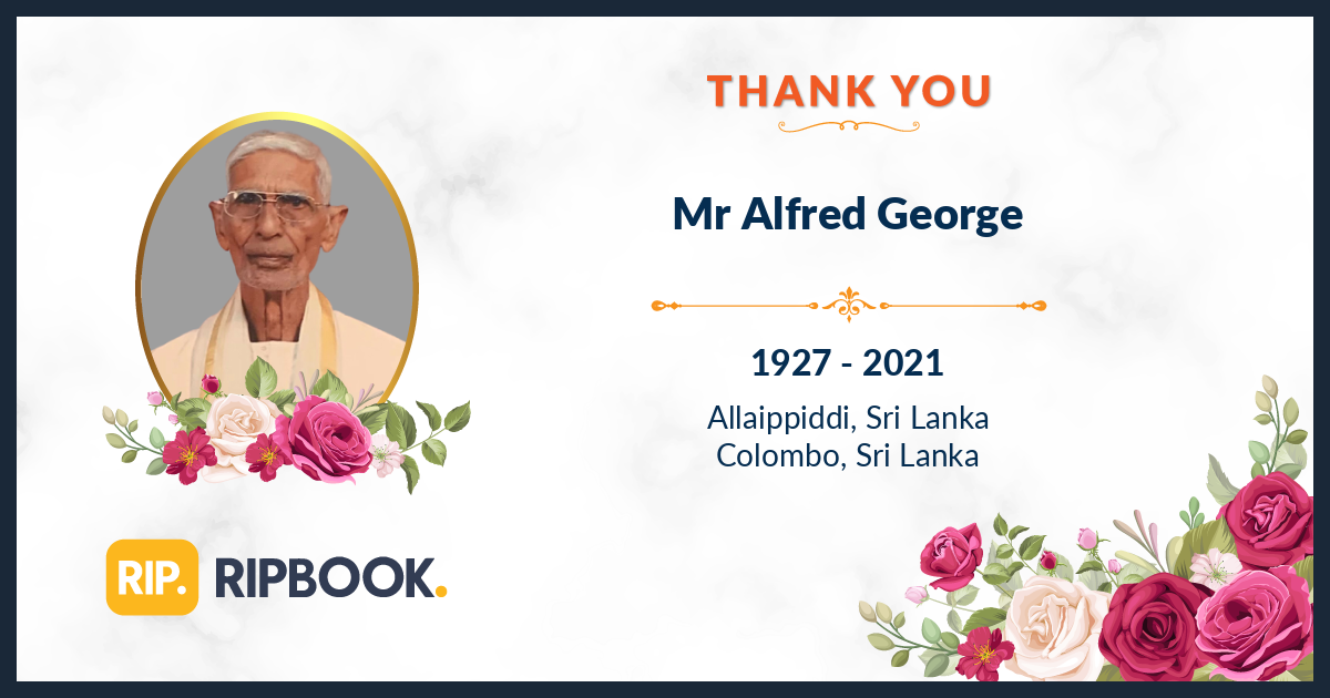 Late Alfred George - Thankyou Message - RIPBook
